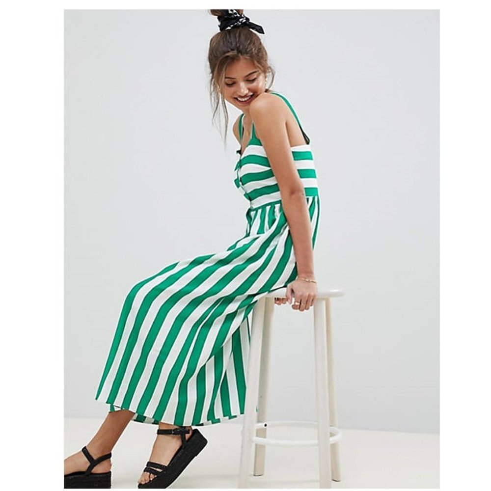 ASOS Stripe Button Front Maxi Dress